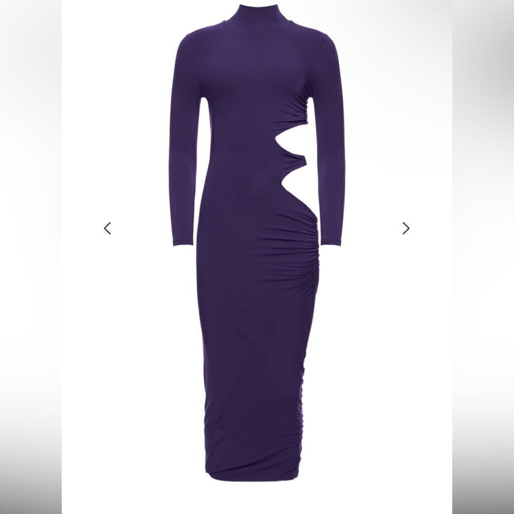 SER.O.YA Chroma midi dress purple cut out stretch knit Retrofete NWOT S